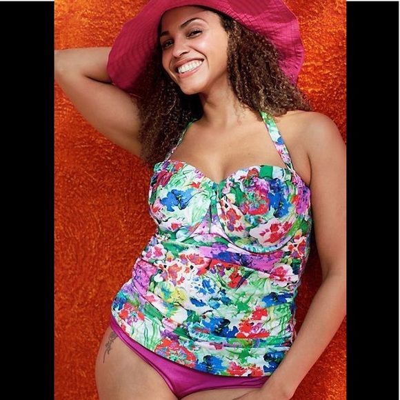 Lands' End Other - Lands End Underwire Floral Tankini Top 14W 14 new